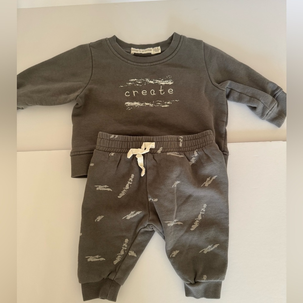 Baby Outfit Mother's Promise Gray Sweatshirt Set Create Artistic 3-6‎ Months